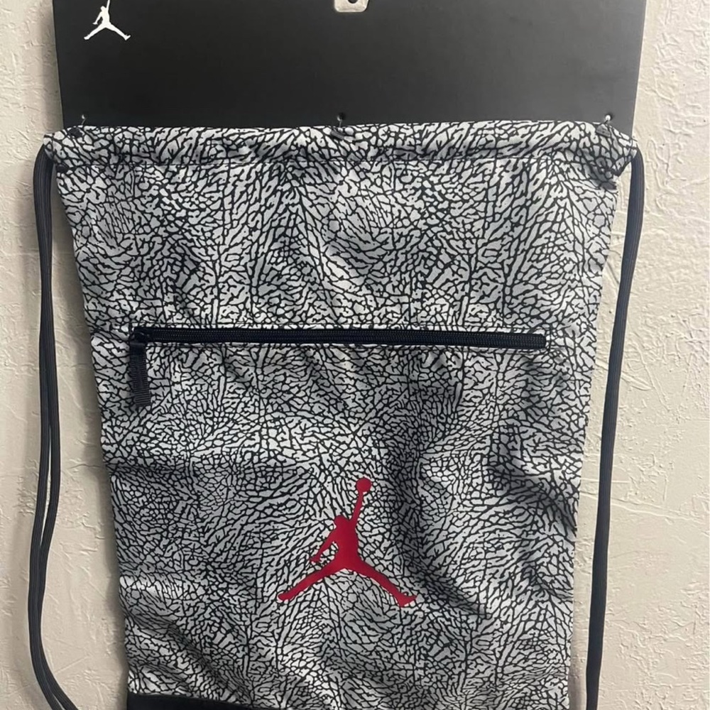 Jordan Patterned Drawstring Backpack with Red Logo
